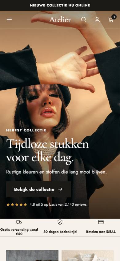 Voorbeeld van een thema op mobiel